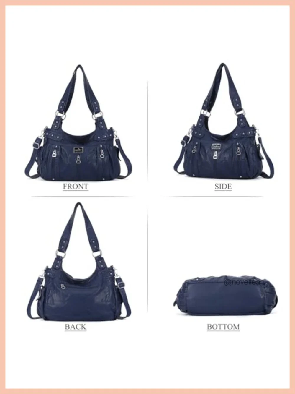 Washed Faux Leather Large Crossbody Hobo Satchel Shoulder Handbag Tote Purse